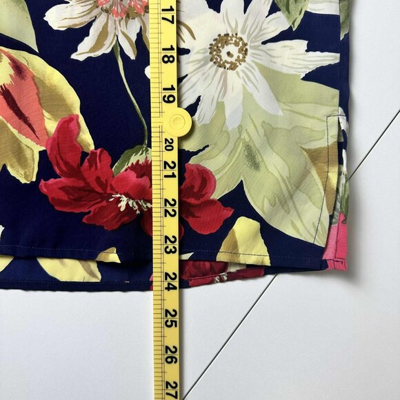 Alfred Dunner Floral Button-Up Blouse Navy Multicolor Size 6P - Picture 5 of 5